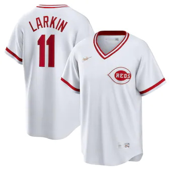 mens nike barry larkin white cincinnati reds home coopersto